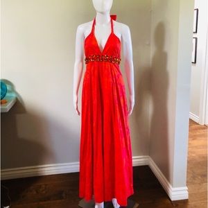 BB Dakota Vibrant Red and Pink Maxi Dress
